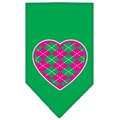 Unconditional Love Argyle Heart Pink Screen Print Bandana Emerald Green Large UN786095